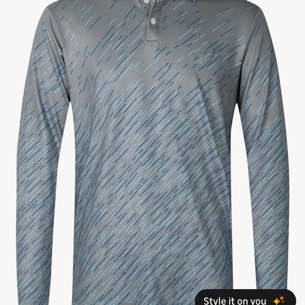 Men's Gray and Blue Patterned Shirt